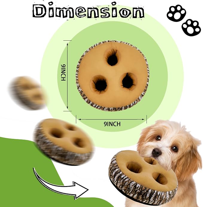 Hide and Seek Dog Toys, Multi-Purpose Interactive Squeaky Toys with Detachable Non-Slip Base, Treat Dispensing & Flying Disc Fetch, Enrichment Toys for Small Medium Large Dogs