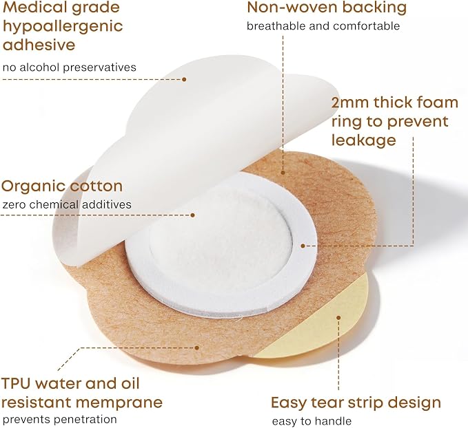 100PCS Castor Oil Patches, Disposable Self-Adhesive Pack Wraps, Organic Cotton Leak-Proof Belly Button Patch, Breathable & Skin-Friendly for Waist, Back, Neck - No Wash Needed