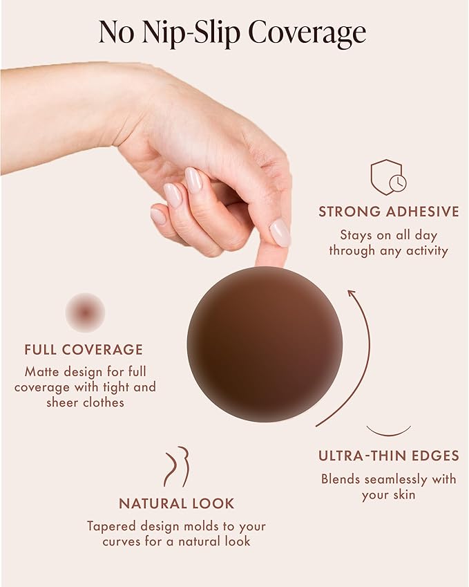 Reusable Silicone Nipple Covers - Waterproof, Nude, 4 Shades - Sticky Breast Stickers for Strapless Dress