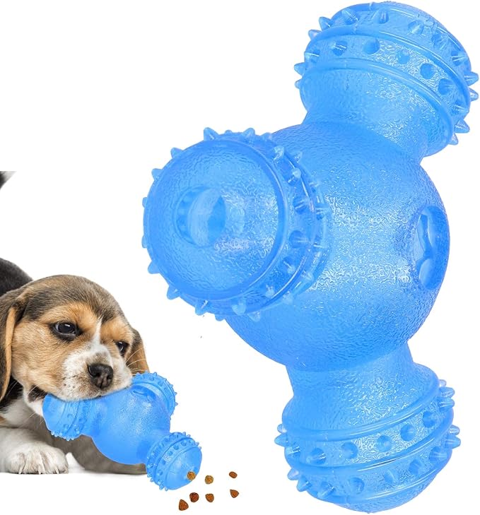 Cyrank Rolling Dog Treat Dispenser Slow Feeder, Funny Giggle Dog Puzzle Toy Slow Feeder Treat Toys Interactive Food Dispensing Dog Toys(Blue)