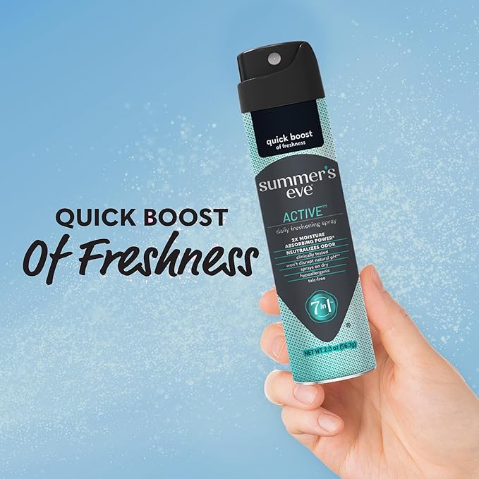 Summer's Eve Active Daily Feminine Spray with Talc-Free, Odor-Neutralizing and Sweat-Absorbing Formula, 2 Oz