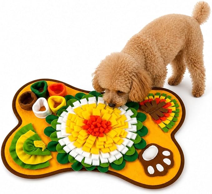 Snuffle Mat for Dogs, Interactive Feeding Mat & Slow Feeder Puzzle Toy for Small & Medium Dogs, Nosework Training Mat, Treat Dispensing Enrichment Toy, Washable Pet Mat