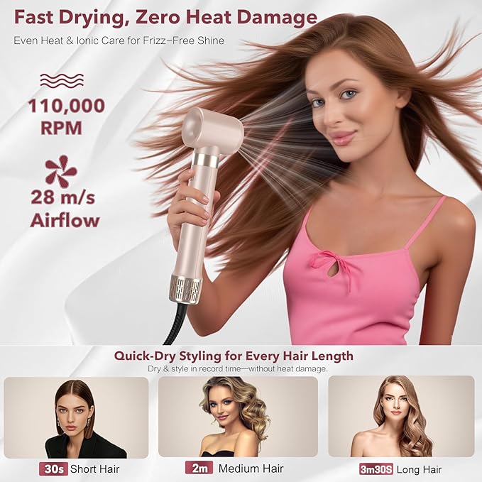 Mythsight Dual Voltage StyleVibe 6-in-1 Air Styler, Hair Dryer & Blow Dryer Brush with Travel Case - Auto Wrap Curls (L/R), Fast Drying, Thermal Brush for Blowouts & Frizz-Free Volume, No Heat Damage