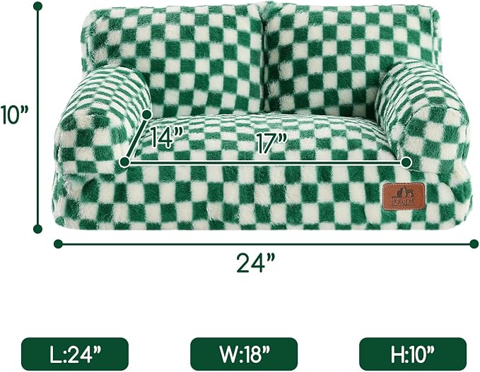 Hollypet Small Dog Large Cat Bed Puppy Couch Beds for Pets up to 25 lbs | Fluffy Dog Cat Couch Plush Soft Warming Pets Beds with Machine Washable Cover and Non-Slip Bottom