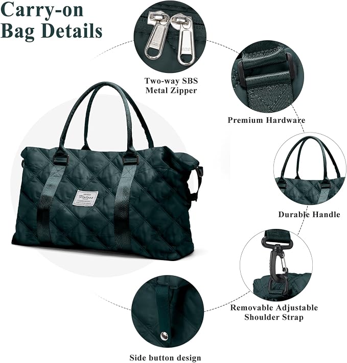 Travel Duffel Bag, Carry On Overnight Weekender Bags for Women | Travel Bag with Wet Pocket & Trolley Sleeve, For Spirit Airlines 18x14x8 Personal Item Bag