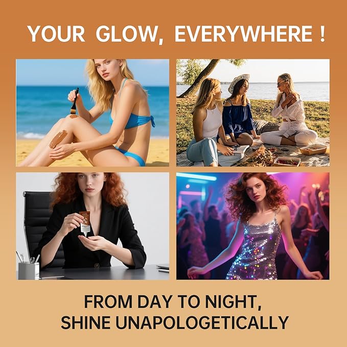 Le Vital Instant Glow Self Tanner Gel,Summer Tan,Face and Body Bronzer,Water-Resistant Bronzer with Natural Beauty and Skin Care,Vit E and Avocado Oil,Cruelty-Free with Brush (Pack of 2) 1.7oz Each