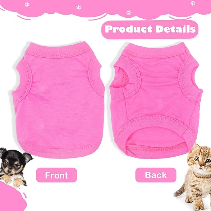 2 Pieces Dog Clothes for Small Dogs Girl Boy Spring Summer Puppy Soft Dog Shirt Solid Color Chihuahua Clothes Pet Clothing Cute Cat Cloth XXS~M (Rose,Purple, XX-Small)