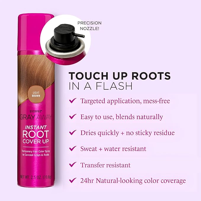 EVERPRO Gray Away Instant Root Cover Up Spray 2.5oz - Light Brown