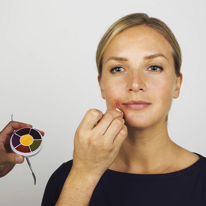 Narrative Cosmetics 6-Color Bruise Wheel, Professional SFX Cream Makeup Palette with Foam Sponges for the Stage, Film, Costumes, Cosplay