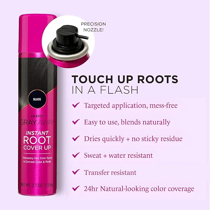 EVERPRO Gray Away Instant Root Cover Up Spray 2.5oz - Black