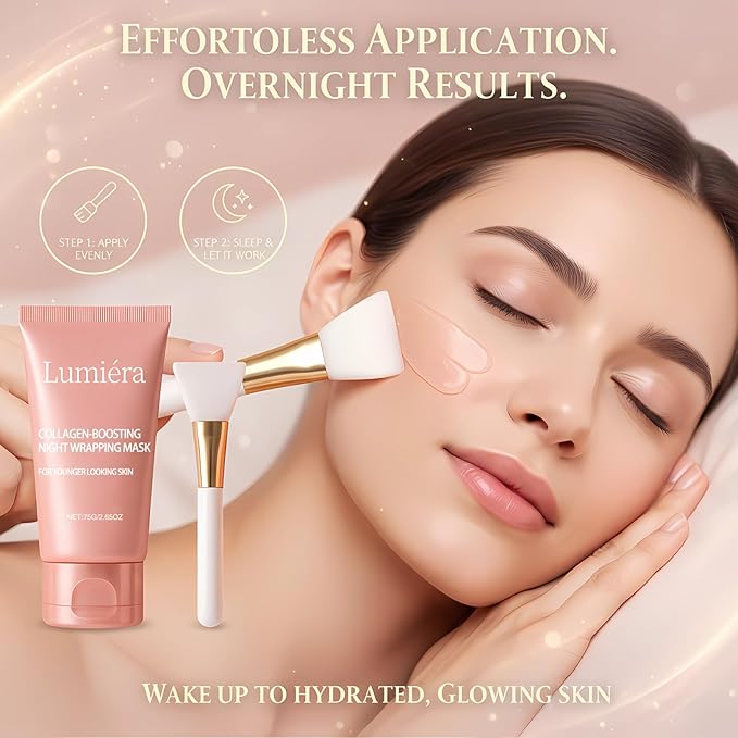 Collagen Mask, Mask Collagen Boosting Night Mask, Overnight Collagen Sleeping Face Mask, Brighten Skin Tone & Reduce Wrinkles, Easy Peel off Collagen Night Wrapping Facial Mask