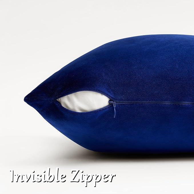 GIGIZAZA Royal Blue Velvet Throw Pillow Covers 22x22 Pack of 2 | Decorative Pillows for Couch Sofa,280gsm Soft Textured Fabric,Modern Square Pillowcases,Luxury Cushion Covers
