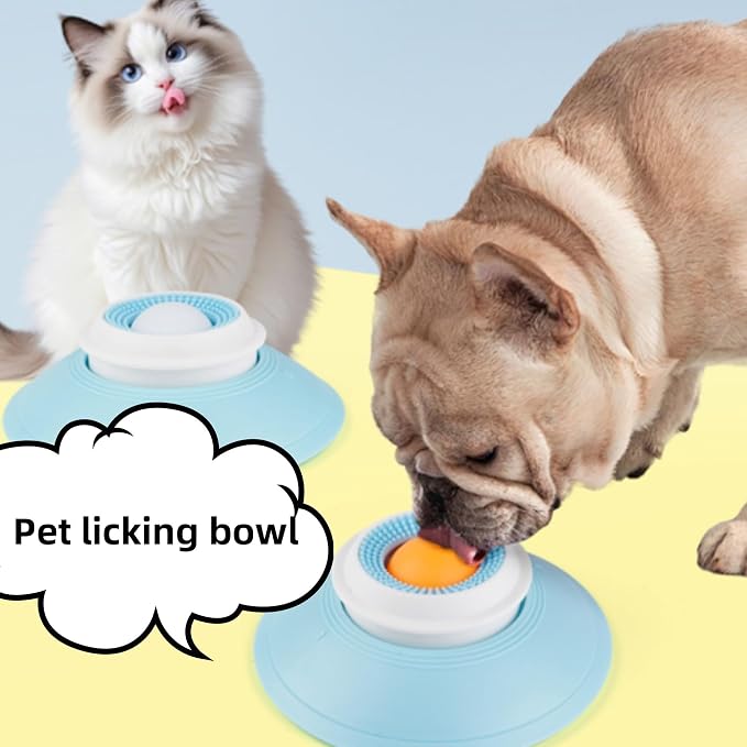 Dog Lick Bowl with Rolling Ball, Dog Licking Bowl for Liquid Food, Anxieties Relief Slow Feeder, Cat Treat Dispenser Licks Toys, Non-Slip Licking Bowls, Suitable for All Types of Dogs, Cats