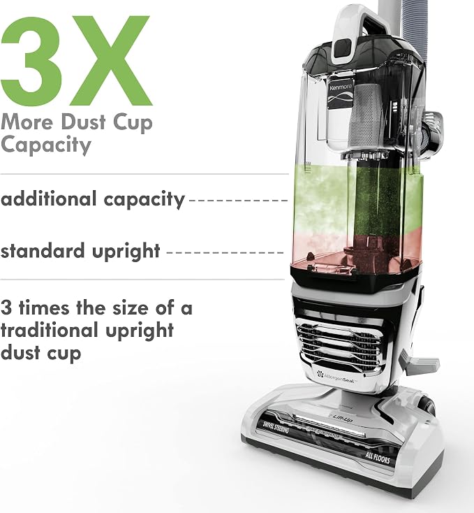 Kenmore Featherlite Bagless Upright Vacuum with Hair Eliminator Brushroll | Lift-up Cleaner, 2-Motor Power Suction, Lightweight Carpet Cleaner, HEPA Filter, 2 Cleaning Tools - DU4399