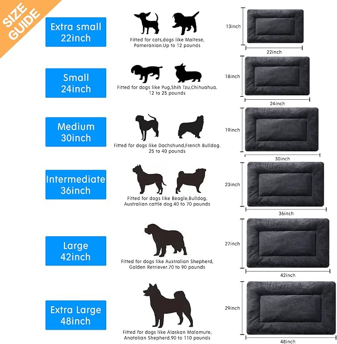 Dog Crate Pad Washable Dog Bed for Crate Large Cozy Mat 48-Inch Dark Gray | Ultra Soft Kennel Pad,Anti-Slip Bottom,Fits for Most Metal Crates,Comfortable Sleeping Pet Mat