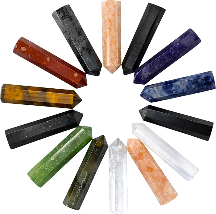 Amazing Gemstone Crystal Points Bulk Healing Crystals & Stones - Premium Single Terminated Healing Wand Point Bulk Crystals for Crafts, Crystal Grid, DIY Work