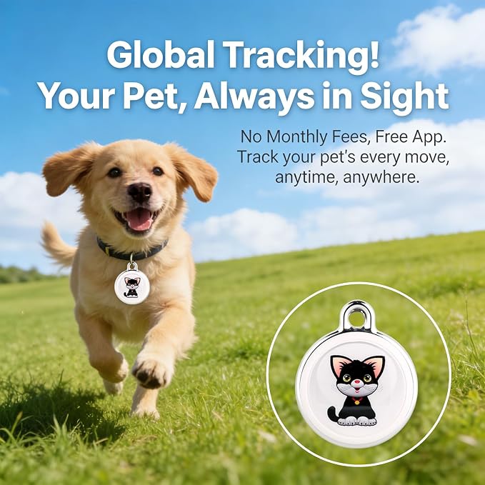 GPS Tracker for Dogs Mini Easy-to-Use Cat GPS Tracker | Waterproof and Drop-Proof Real-Time with Battery Life of 365 Days No Subscription Required for Android and iOS