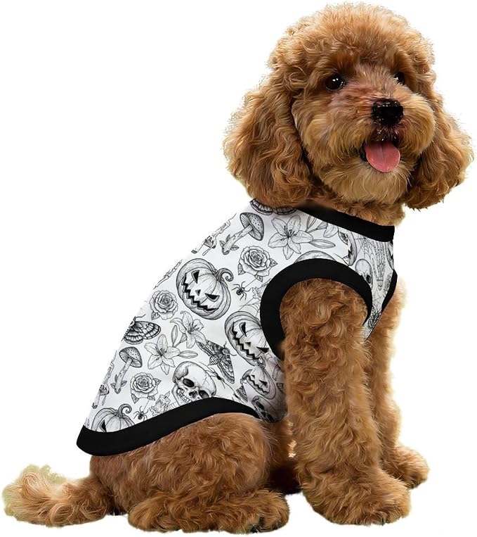 Halloween Pet Vest Skull Pumpkin Pet Shirts Large | mushroom floral Dog Shirt Vest cute pet Sleeveless Vests Ice Silk Dog T-Shirts holiday Dog Clothes Halloween Canine Wear