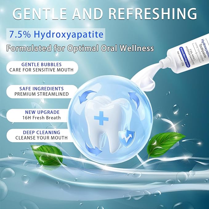 Beamach Hydroxyapatite Toothpaste - Fluoride-Free Nano Hydroxyapatite Toothpaste 7.5 | Enamel Repair | Breath Freshening | Mild Mint | Appropriate for Sensitive Teeth 4.23oz (1)