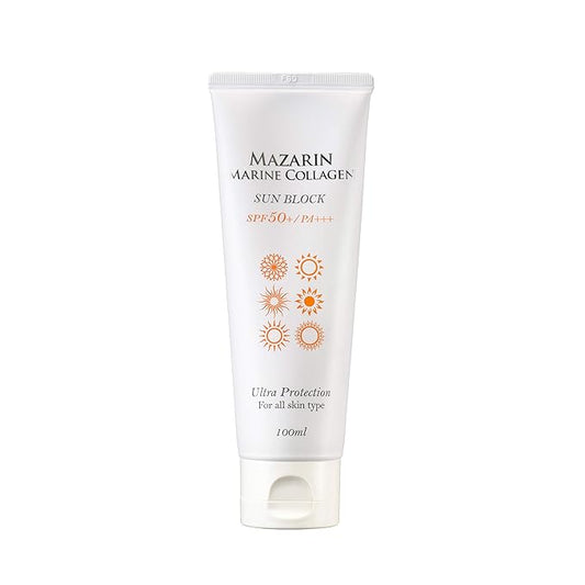 Mazarin Marine Collagen Sun Screen SPF50+ PA+++ Big Size 100ml For All Skin Type/3 IN 1(Brightening+Anti-Wrinkle+Sun Screen)/Made In Korea