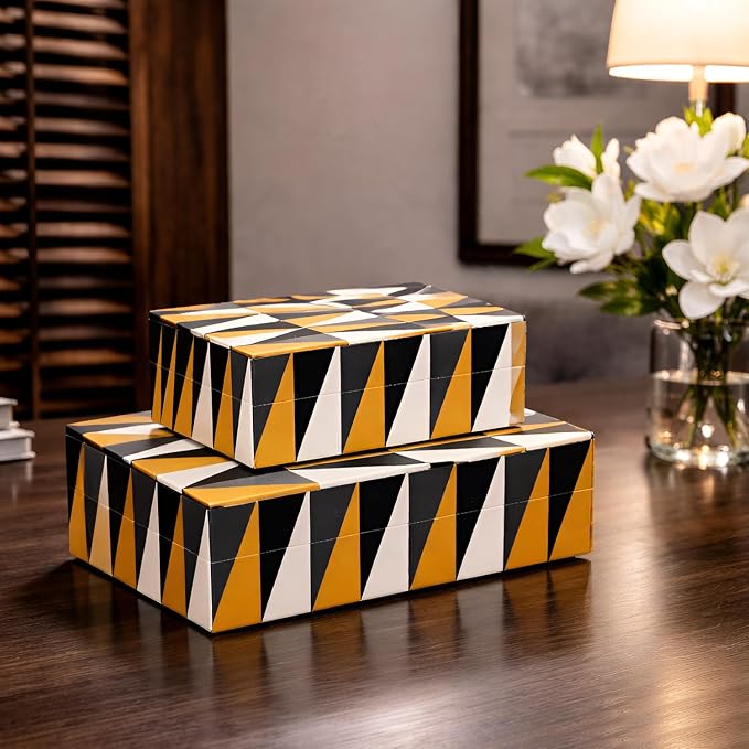 Handicrafts Home Large Decorative Storage Box with Lid, Coffee Table Storage Box, Decorative Remote Control Holder, Keepsake Storage Box for Living Room & Shelf Decor, Puzzle Guild 12 x 6 x 2