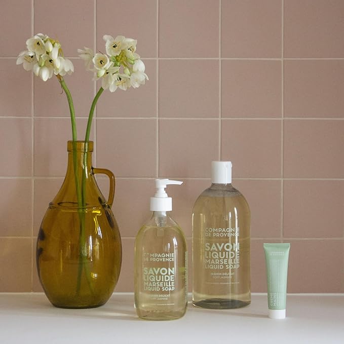 Compagnie de Provence Savon de Marseille Extra Pure Liquid Soap - Sweet Jasmine, Moisturizing Hand and Body Wash, 16.7 Fl Oz Glass Pump Bottle