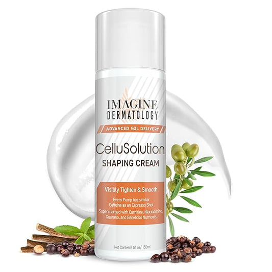 CelluSolution Caffeine Body Cream – Caffeine, Guarana, Licorice, & Niacinamide with Hyaluronic Acid, Hydrating Skin Cream Mess-Free Pump Bottle, 150ml/5oz - Island-Inspired Fragrance