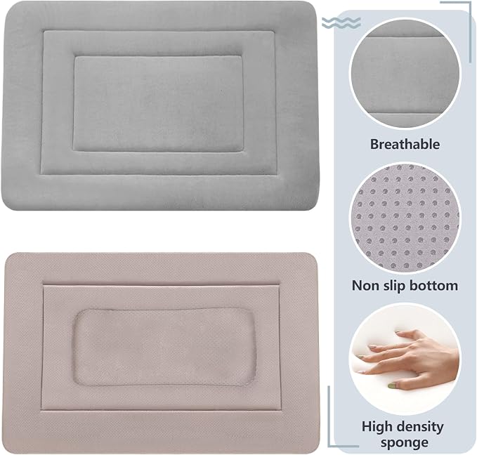 Dog Bed Soft Dog Crate Bed Pad Mat, 36 in Non Slip Bottom Washable Beds for Medium and Large Dogs, Pet Bed Mattress Kennel Pad, Clay Gray