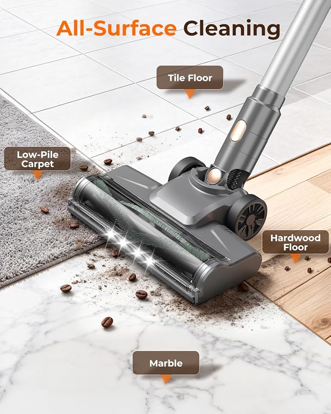 UML0 N8 Cordless Vacuum Cleaner,Lightweight Stick Vacuum with Powerful Suction,2200mAh Battery,40 Mins Runtime,Self-Standing, Rechargeable Vacuum Cleaners for Home Hardwood Floor Carpet Pet Hair