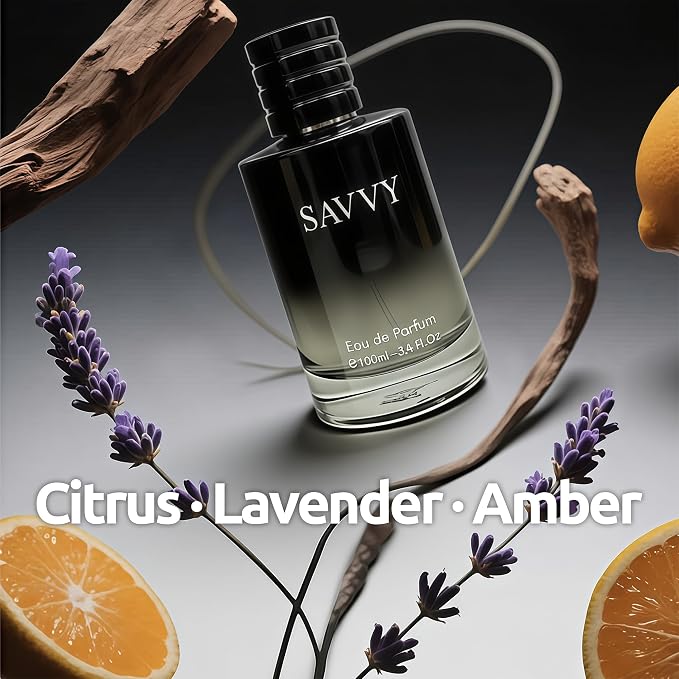 AFLUXE Savvy Long-Lasting Cologne for Men | Bergamot,Lavender,Nutmeg & Papua Vanilla Scent | Eau de Toilette 100ml Spray | Day to Night Fragrance
