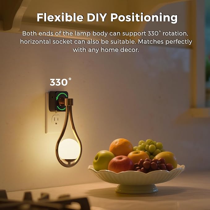 L LOHAS LED Night Lights Plug Into Wall 2 Pack, Dusk to Dawn Sensor | Soft White 3000K Nightlight, 0-100LM Adjustable Brightness 330°Rotating Plug in Night Light Bathroom Hallway Bedroom Stairway
