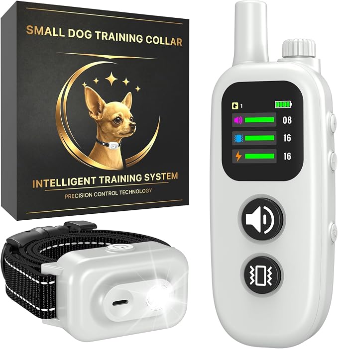Small Dog Shock Collar with Remote - Specially Designed for Small Dogs 5-15 lbs, 5-30 lbs Puppies, Ultra-Light 0.92 Oz Dog Training Collar with Safe Beep Vibration Shock, IP67 Waterproof, Grey