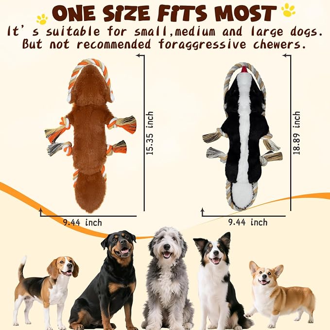 No Stuffing Rope 2-Pack Dog Toys, Chew Toys for Medium, Large Pets