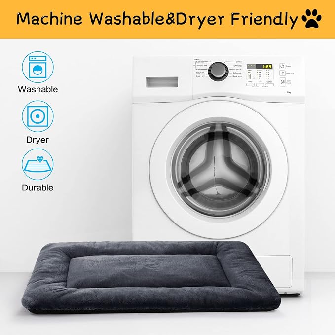 Dog Crate Pad Washable Dog Bed for Crate Small Cozy Mat 24-Inch Dark Gray | Ultra Soft Kennel Pad,Anti-Slip Bottom,Fits for Most Metal Crates,Comfortable Sleeping Pet Mat