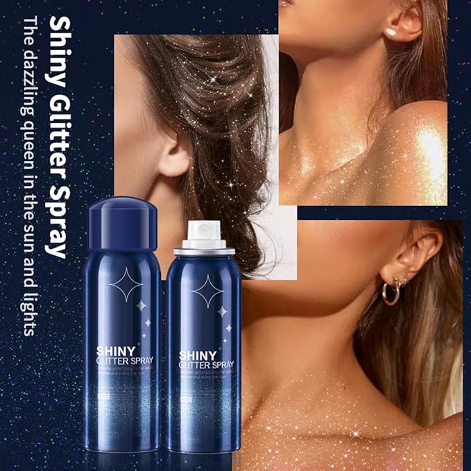 Body Glitter Spray for Hair, Clothes, Fabric, Long Lasting Body Shimmer Spray, Shiny Sparkle Highlighter Mist for Rave, Music Festival, Stage & Concert, Prom Party Makeup