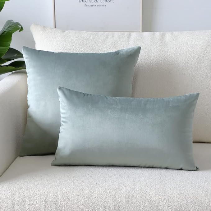 Artscope Luxury Velvet Pillow Covers Super Soft Decorative Square Throw Pillow Covers Case Cushion Covers for Sofa Couch Bedroom Car Decor 26x26 Inch Light Grey