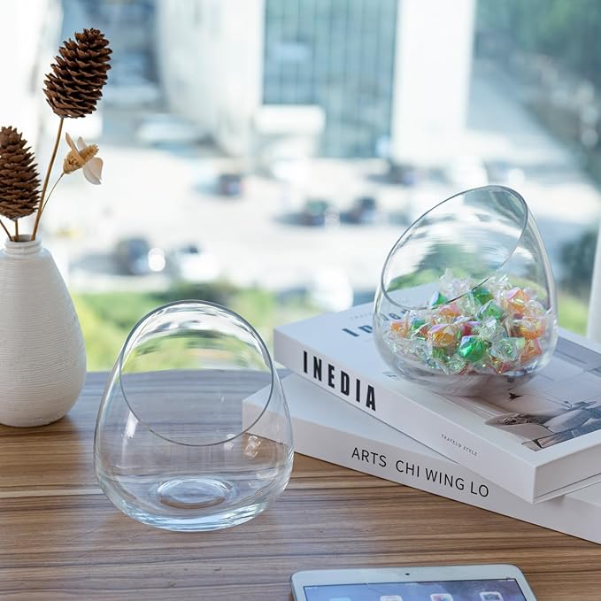 MyGift Clear Glass Air Plant Terrarium Jars, Mini Vase Set of 2 | Versatile glass jars display air plants, succulents, candles, or treats as elegant tabletop décor for any space