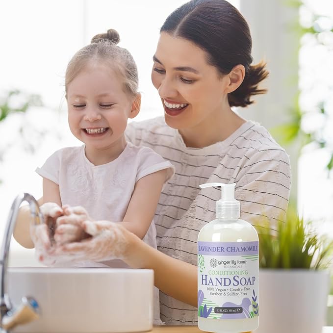 Ginger Lily Farms Botanicals Conditioning Liquid Hand Soap Refill, 100% Vegan & Cruelty-Free, Lavender Chamomile Scent, 12 Fl Oz (Pack of 6)