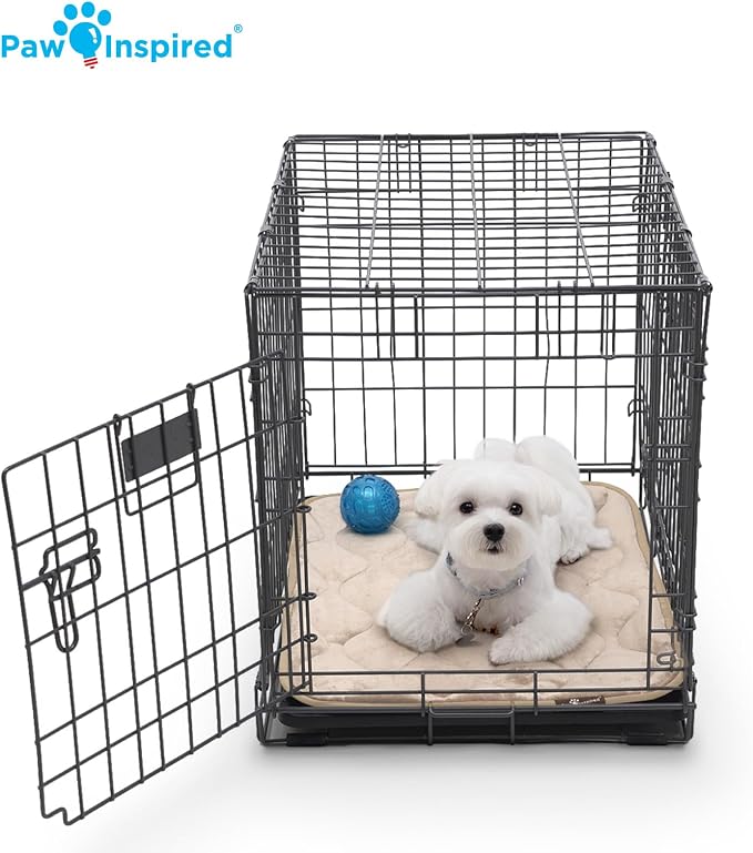Paw Inspired Washable Padded Crate Mats for Dogs | 23" x 17" Pad, Fits 24-inch Kennels | Leakproof, Waterproof Bottom, Plush Pet Beds (Dark Brown)