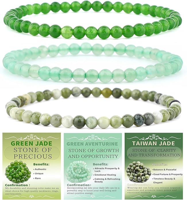 NCB 2.3-Piece 4mm Natural Crystal Gemstone Stretch Bracelets – Handmade Reiki Energy Healing Jewelry for Meditation,Yoga, Unisex