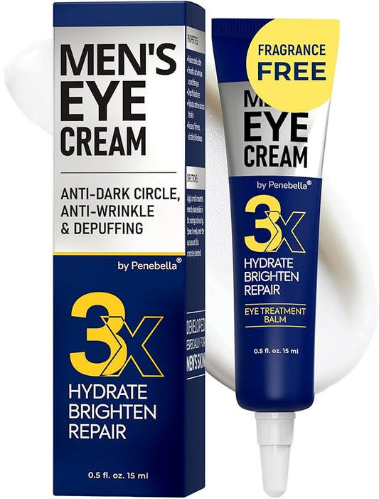 Mens Eye Cream - Eye Bags Treatment for Men & Wrinkle Reduction | Collagen, Vitamin B3, Peptides, 5% Caffeine – Mens Under Eye Cream Bag Remover – Puffy Eyes Treatment for Men