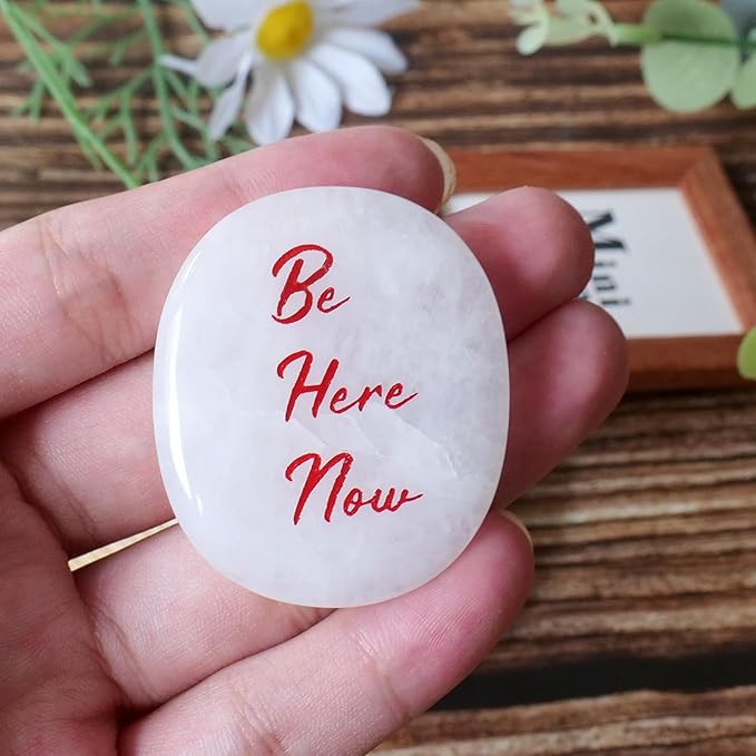 Selenite Crystal Worry Stones - Small Crystals for Big Stress Relief - The Ultimate Cheer Up & Encouragement Gift for Natural Reiki Healing - Real Motivational Strength Rocks - Be Here Now