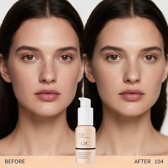 Liquid Foundation Makeup, Full Coverage Foundation + Matte Foundation Face Makeup for Evens Skin Tone Cruelty-Free Natural Finish 1 Fl Oz (Buff beige)