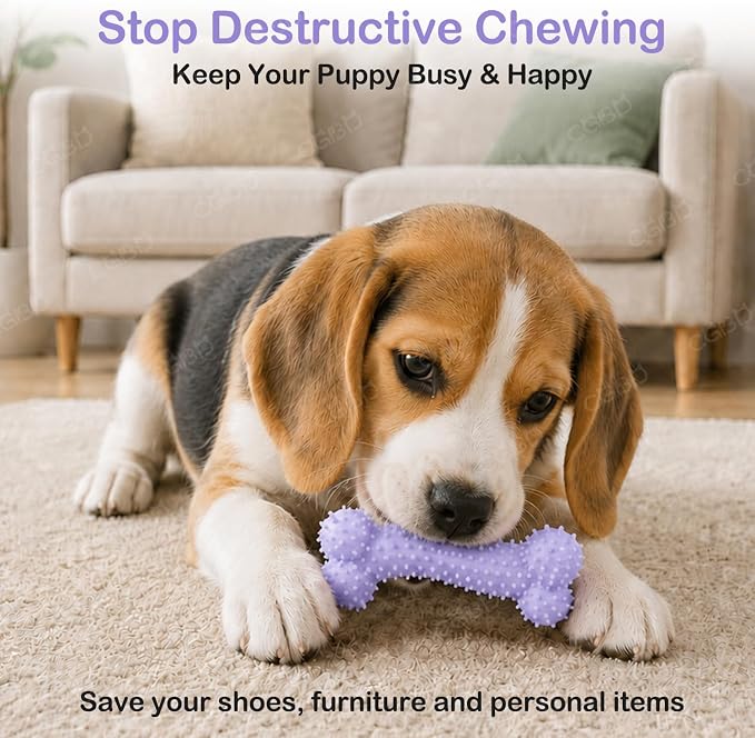 6 Pack Dog Chew Toys, Purple, Small Dog Teething Toys, Soft Durable Interactive Toys for Puppies