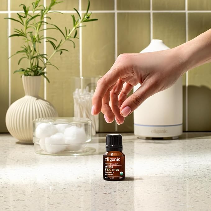 Cliganic Organic Tea Tree Essential Oil, 100% Pure Natural, for Aromatherapy | Non-GMO Verified