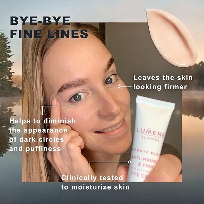 Lumene Anti Wrinkle & Firm Moisturizing Eye Cream - Skin Firming & Hydrating Nordic Berry Pre-Retinol Eye Cream for Dark Circles + Under Eye Bags - Vegan for Wrinkles & Fine Lines (.50z)