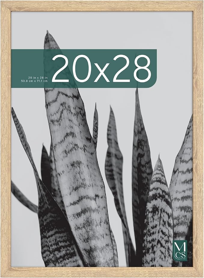 MCS Studio Gallery 20x28 Poster Frame Natural Woodgrain Engineered Wood, Vertical & Horizontal Wall Hanging Large Picture Frame for Photos, Posters & Art Prints (1-Pack)