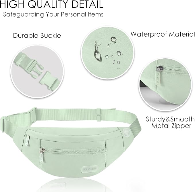 MAXTOP Large Crossbody Fanny Pack with 4-Zipper Pockets,Gifts for Enjoy Sports Festival Workout Traveling Running Casual Hands-Free Wallets Waist Pack Phone Bag Carrying All Phones