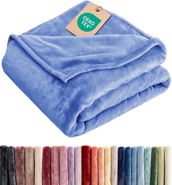 Ultra Soft Fleece Throw Blanket - College Dorm Room Essentials - Vista Blue | Flannel Fleece, Thick, Warm & Breathable, All Season Cozy, Anti-Static, Microplush, Lightweight for Couch, Bed & Dorm Bedding