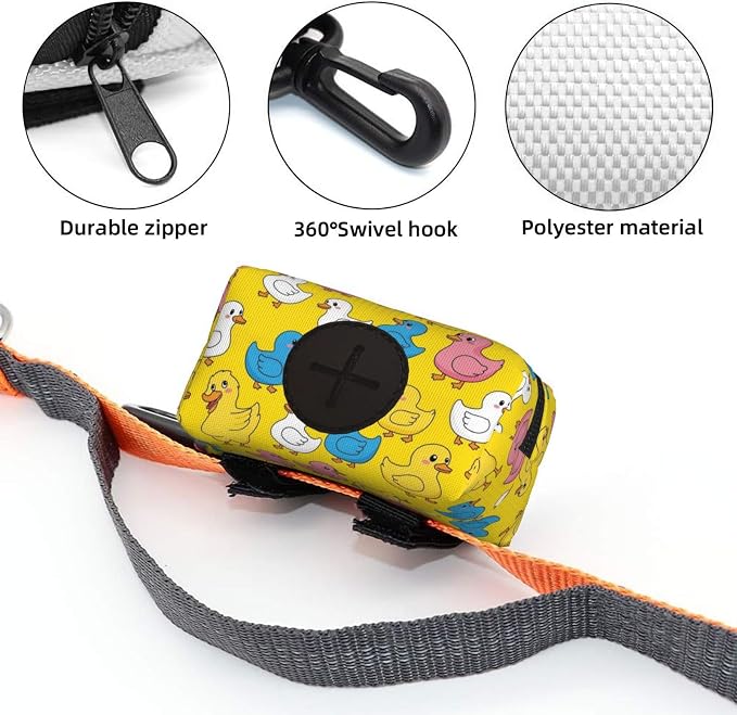 Dog Waste Bag Dispenser Cute Colorful Rubber Duck Pet Poop Bags Holder for Doggie Waste Bags for Leash Accessory